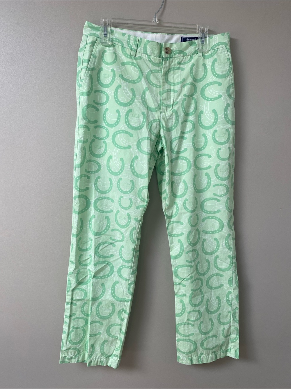 Vineyard Vines Kentucky Derby Mint Green Horseshoe Print Pants - Picture 2 of 5